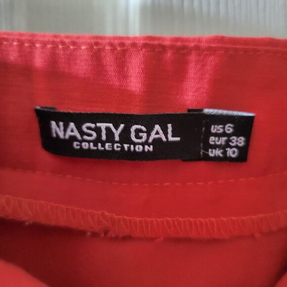 Nasty Gal Collection Rust Orange Button-Front Midi Skirt Women's Sz 6 Polyester - Picture 6 of 7